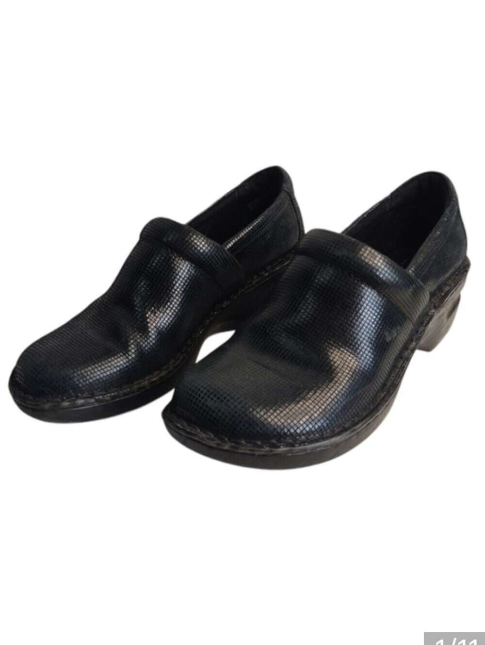 b.o.c. Women's Black Leather Slip-on Mule Clogs Shoes Size 10